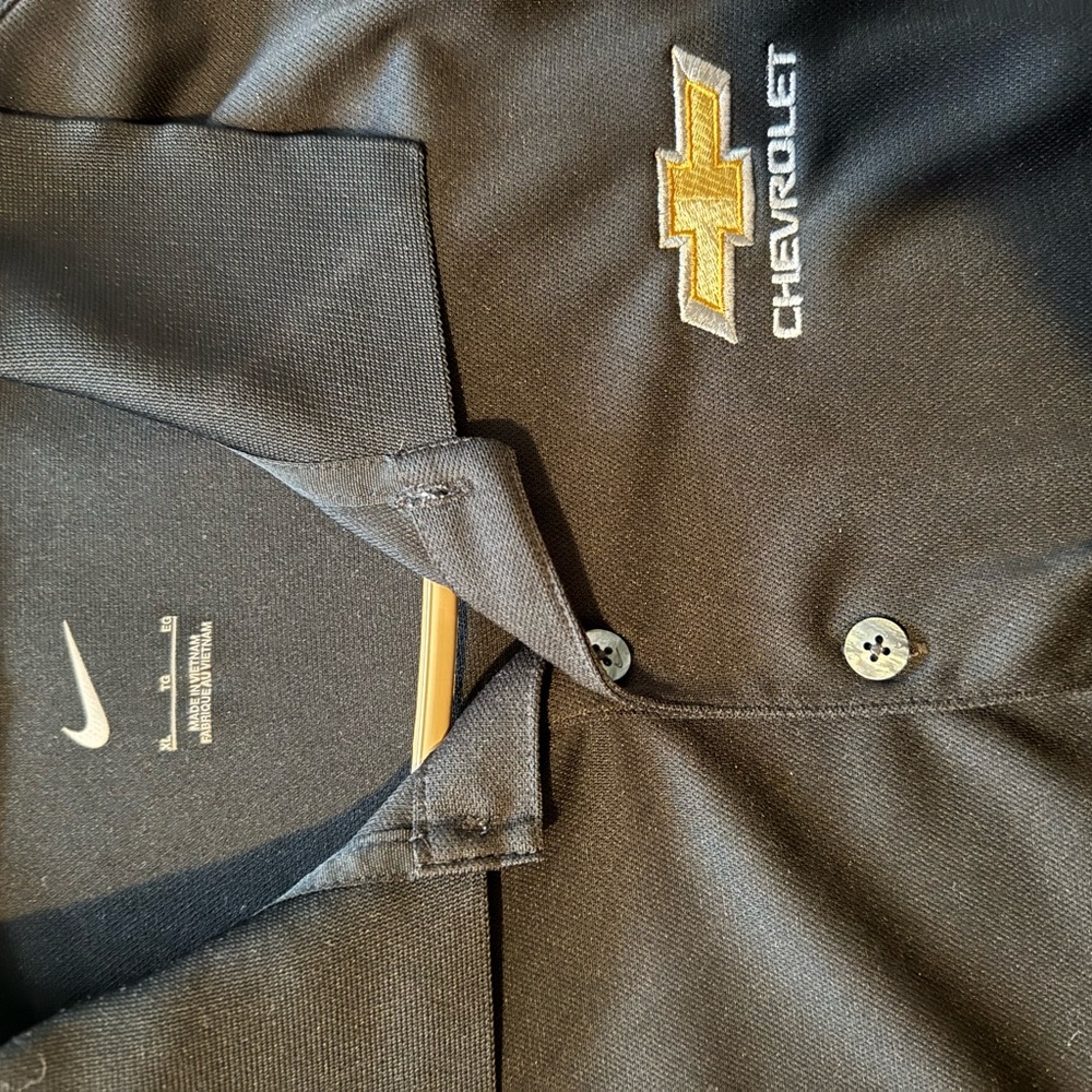 Nike Black Polo with Gold Chevrolet Logo Long Sleeve